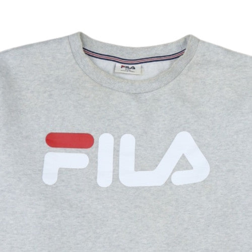 Fila Men's Grey Pullover Sweatshirt XXL Regular Fit Logo Crew Neck