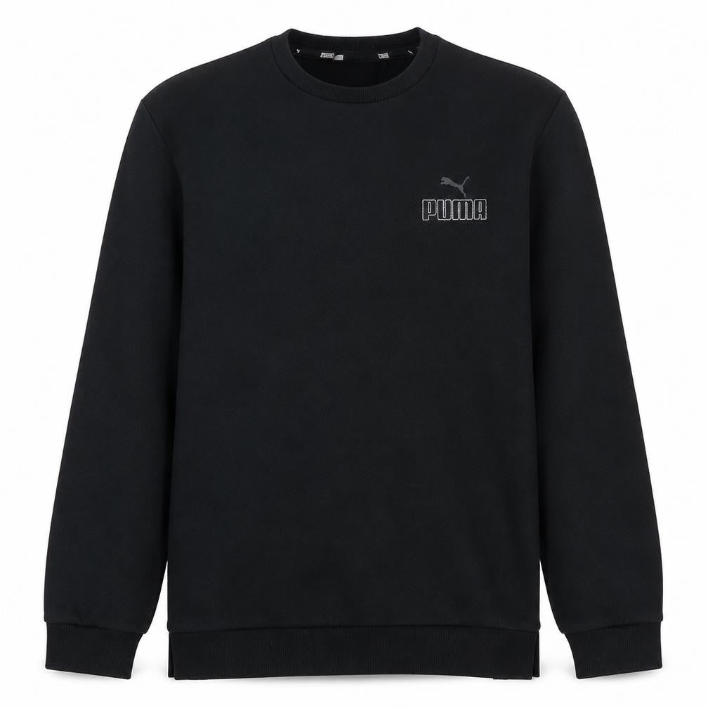 Front view of Puma Men's Black Crew Neck Pullover Sweatshirt, size L