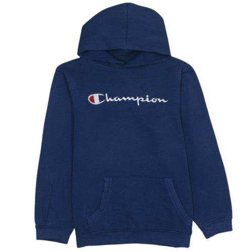 Champion Boys Blue Pullover Hoodie 176cm Classic Fit Cotton Blend