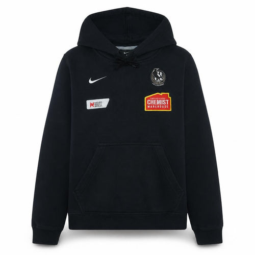Nike Boys Black Collingwood Pullover Hoodie Size M with Logos