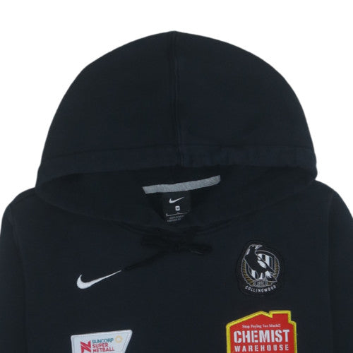 Nike Boys Black Collingwood Pullover Hoodie Size M with Logos