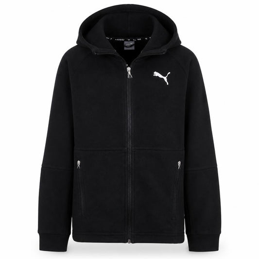 Front view of Puma Men's Black Full Zip Hoodie Small Regular Fit Sportswear
