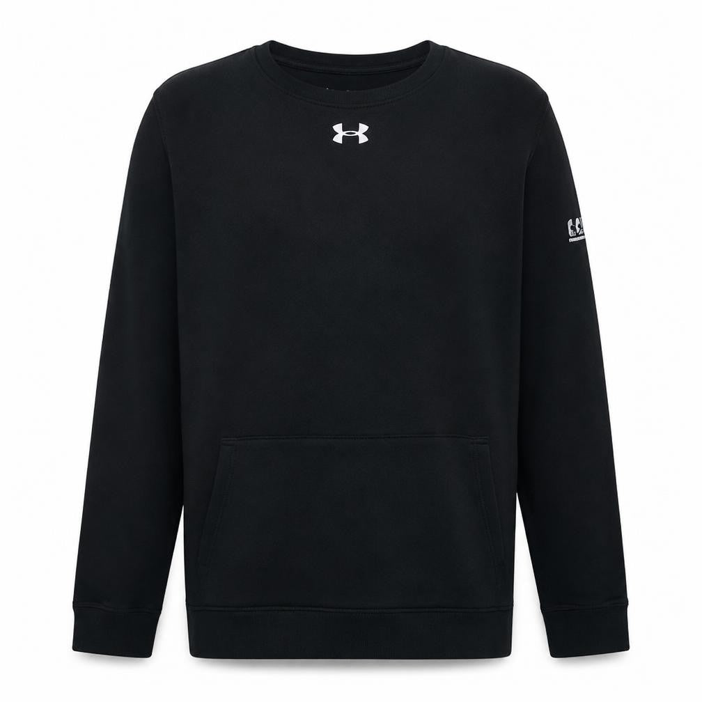 Front view of Under Armour men’s black 2xl pullover crew neck sweatshirt
