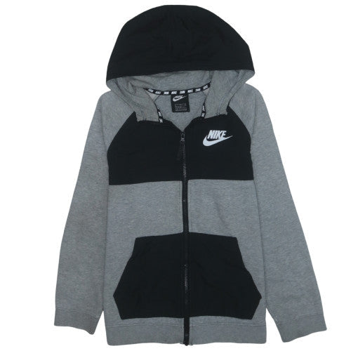 Nike Boys Grey Colourblock Fleece Zip Hoodie Jacket Size 14 Years