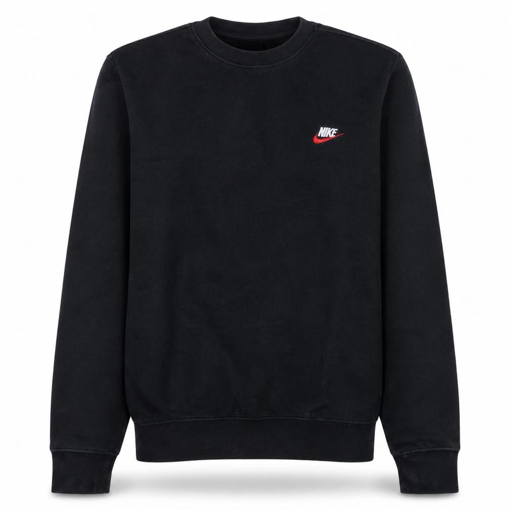 Front view of Nike Men's Black Small Pullover Sweatshirt Crew Neck Fleece