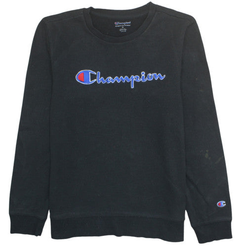 Champion Womens Black XL Pullover Sweatshirt with Logo Detail