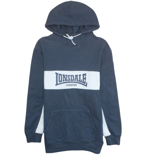 Lonsdale Men's Blue Pullover Hoodie L Logo Fleece Sweatshirt