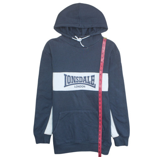 Lonsdale Men's Blue Pullover Hoodie L Logo Fleece Sweatshirt
