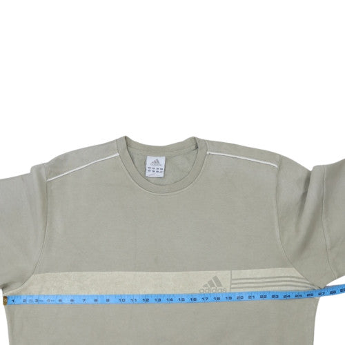 Adidas Men's Beige Pullover Sweatshirt M Regular Crew Neck Fleece