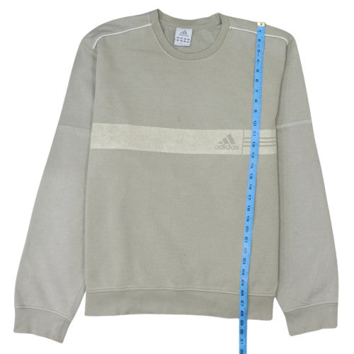 Adidas Men's Beige Pullover Sweatshirt M Regular Crew Neck Fleece