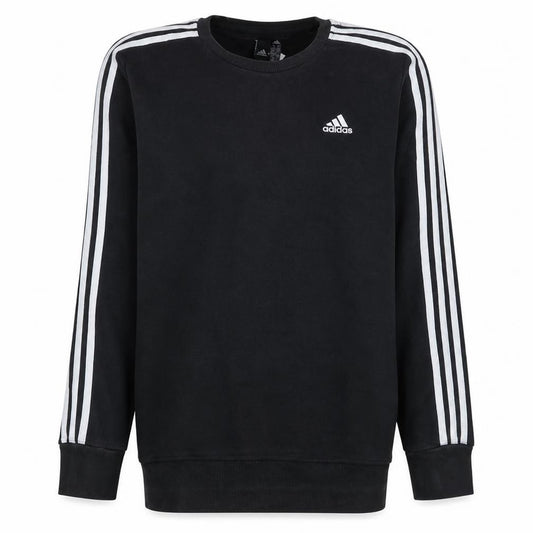 Front view of Adidas Men's Black Crew Neck Pullover Sweatshirt, size M
