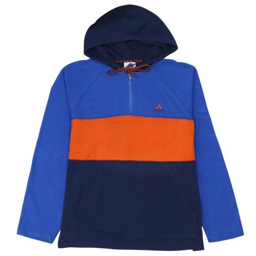 Adidas Mens Blue Orange Quarter Zip Pullover Hoodie M
