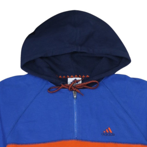 Adidas Mens Blue Orange Quarter Zip Pullover Hoodie M
