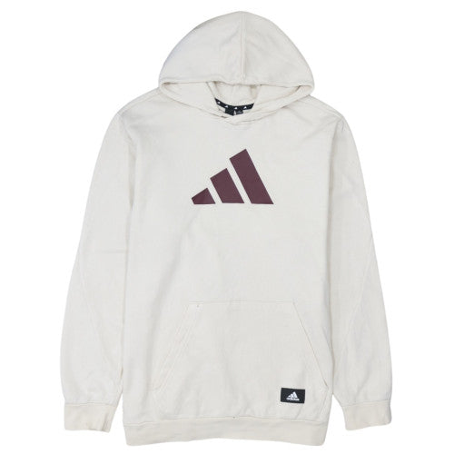 Adidas Men's Beige XL Pullover Hoodie with Logo Print