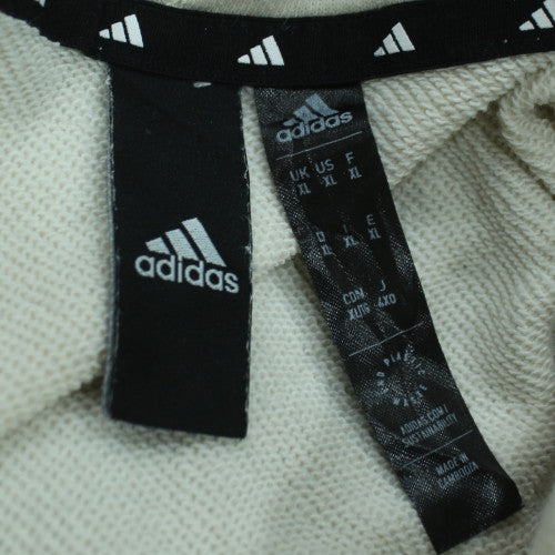 Adidas Men's Beige XL Pullover Hoodie with Logo Print