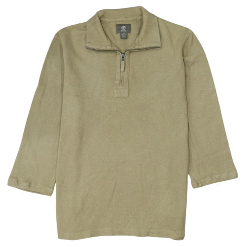 Timberland Men's Beige Cotton 1/4 Zip Regular Fit Jumper M