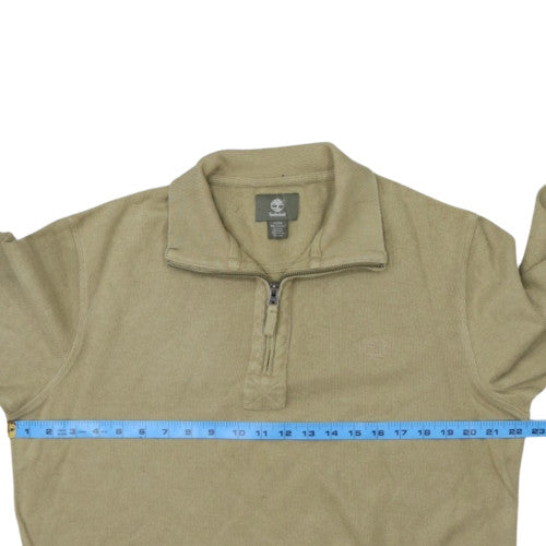Timberland Men's Beige Cotton 1/4 Zip Regular Fit Jumper M