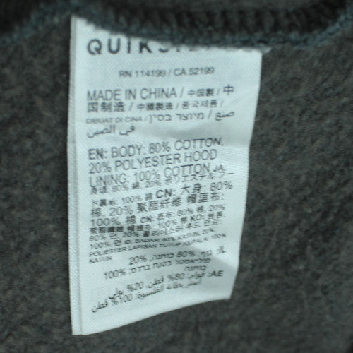 Quiksilver Mens Grey Pullover Hoodie L Fleece Surf Logo