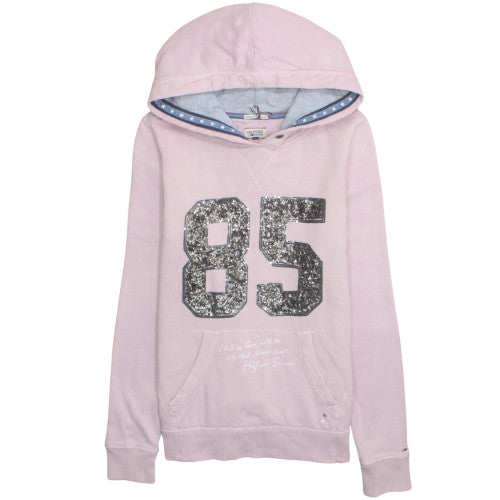 Hilfiger Denim Womens Pink Sequin 85 Pullover Hoodie Size M