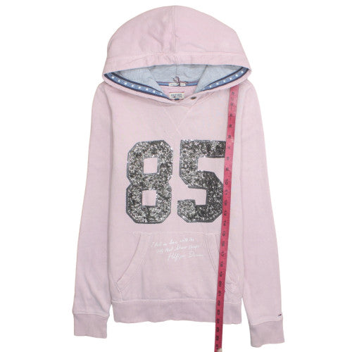Hilfiger Denim Womens Pink Sequin 85 Pullover Hoodie Size M