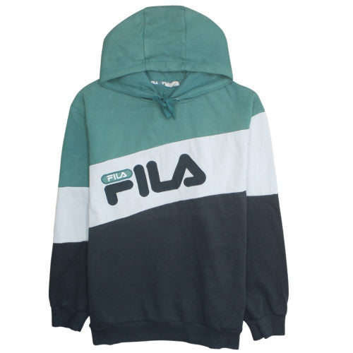 Fila Men's Green Colour Block Pullover Hoodie Size M