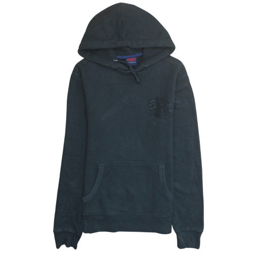 Superdry Men's Black Pullover Hoodie Size M Regular Fit Fleece