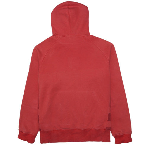 Nike Mens Red Pullover Hoodie Size M Striped Embroidered 10 Graphic