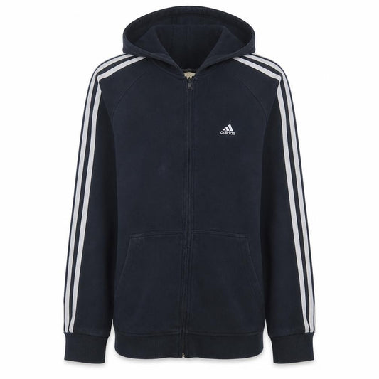 Front view of Adidas Men's Black Full Zip Hoodie M Classic Sportswear