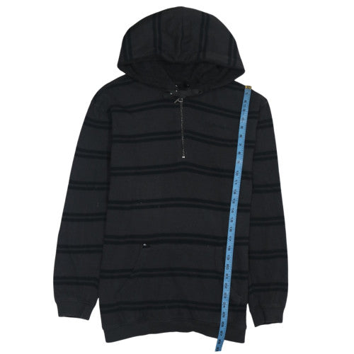 Quiksilver Men's Black Striped 1/4 Zip Pullover Hoodie M