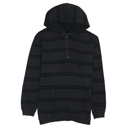 Quiksilver Men's Black Striped 1/4 Zip Pullover Hoodie M