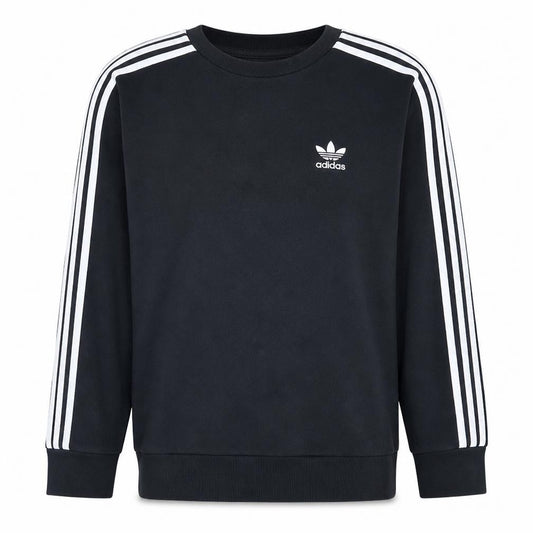 Front view of adidas Teens Black 12 Pullover Crew Neck Sweatshirt
