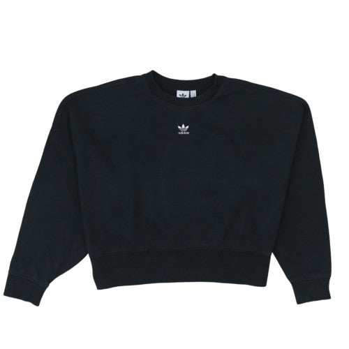 Adidas Womens Black Cotton Crew Neck Pullover Sweatshirt Size 16
