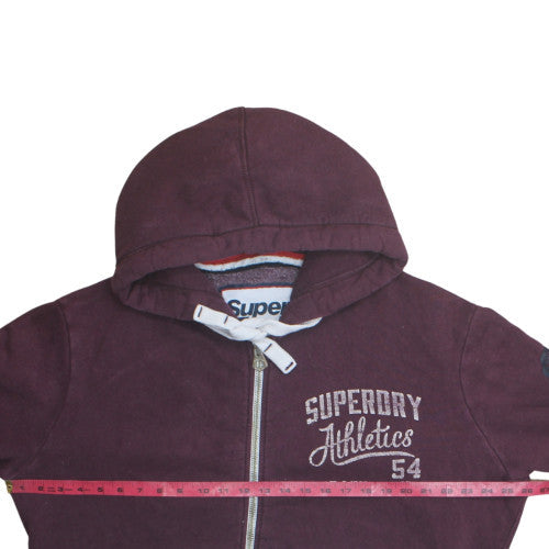 Superdry Men's Purple Full Zip Hoodie Size M Sports Graphic