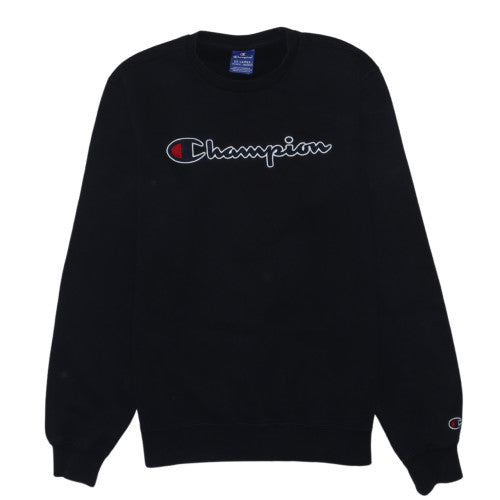 Champion Boys Black 2XL Crew Neck Pullover Sweatshirt with Logo