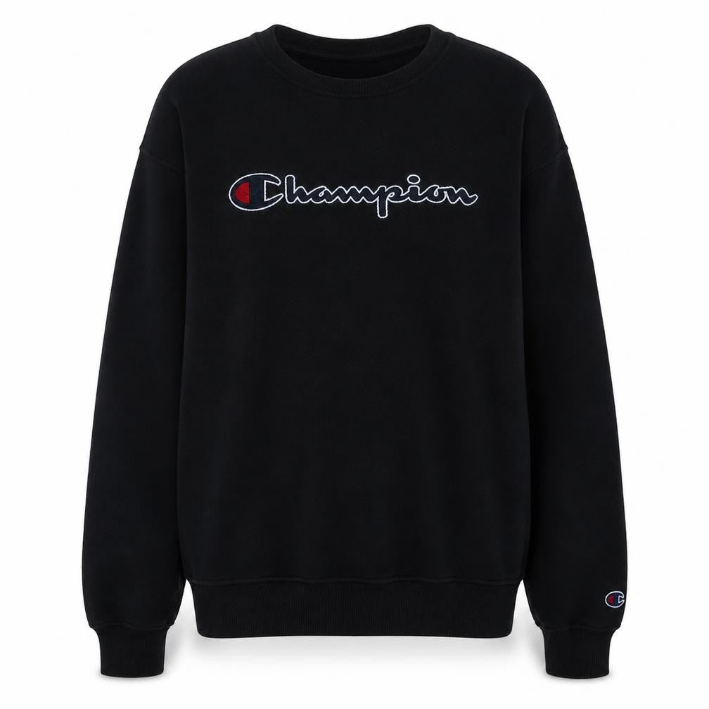 Champion Boys Black 2XL Crew Neck Pullover Sweatshirt with Logo