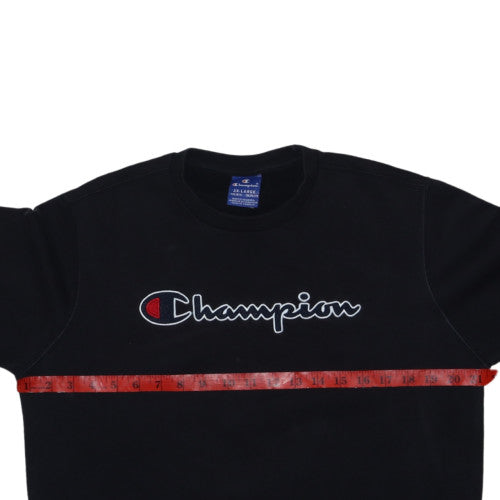 Champion Boys Black 2XL Crew Neck Pullover Sweatshirt with Logo