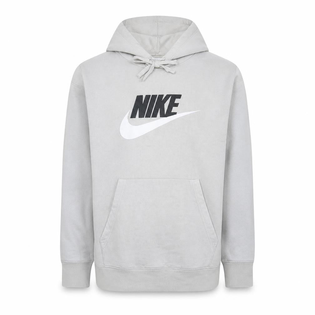 Front view of Nike Men's Grey Pullover Hoodie L Hooded Fleece Sweatshirt