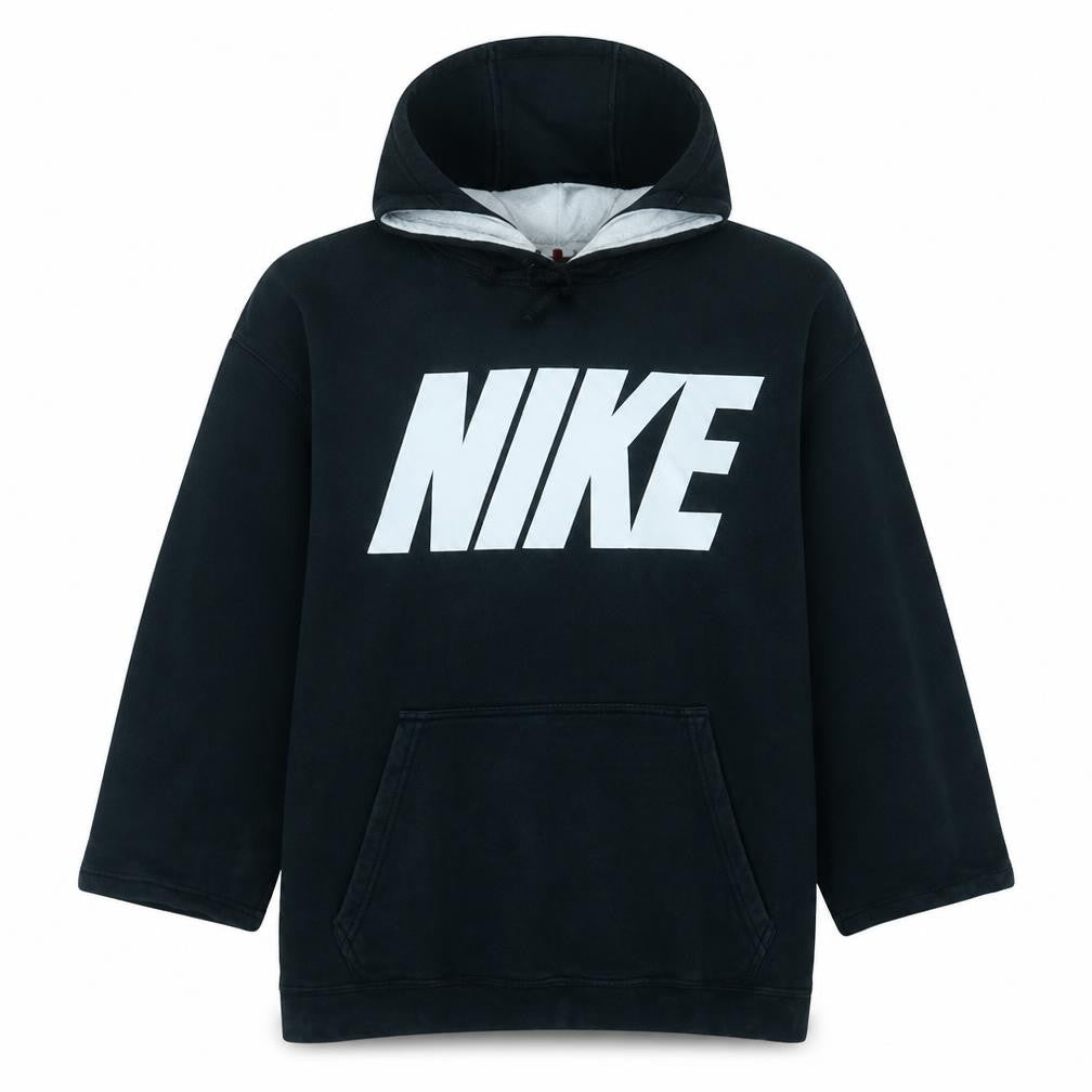 Front view of Nike men’s black xl pullover hoodie with large logo