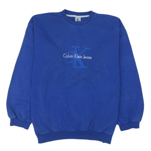 Calvin Klein Jeans Men's Blue XXL Crew Neck Sweatshirt Logo Embroidered
