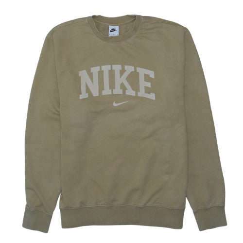 Nike Men's Beige Logo Crew Neck Pullover Sweatshirt M