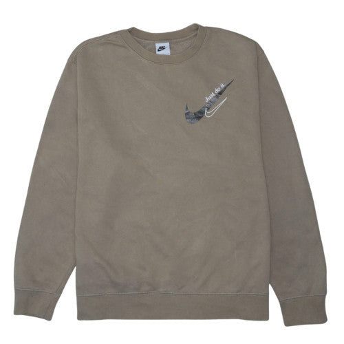 Nike Men's Brown Logo Crew Neck Pullover Sweatshirt Size L
