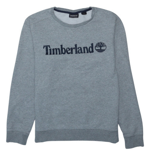 Timberland Men's Grey Crew Neck Sweatshirt Size M Classic Logo Cotton Blend
