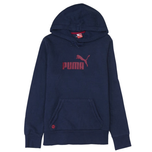 Puma Womens Navy Blue Pullover Hoodie UK 16 Cotton Blend Logo