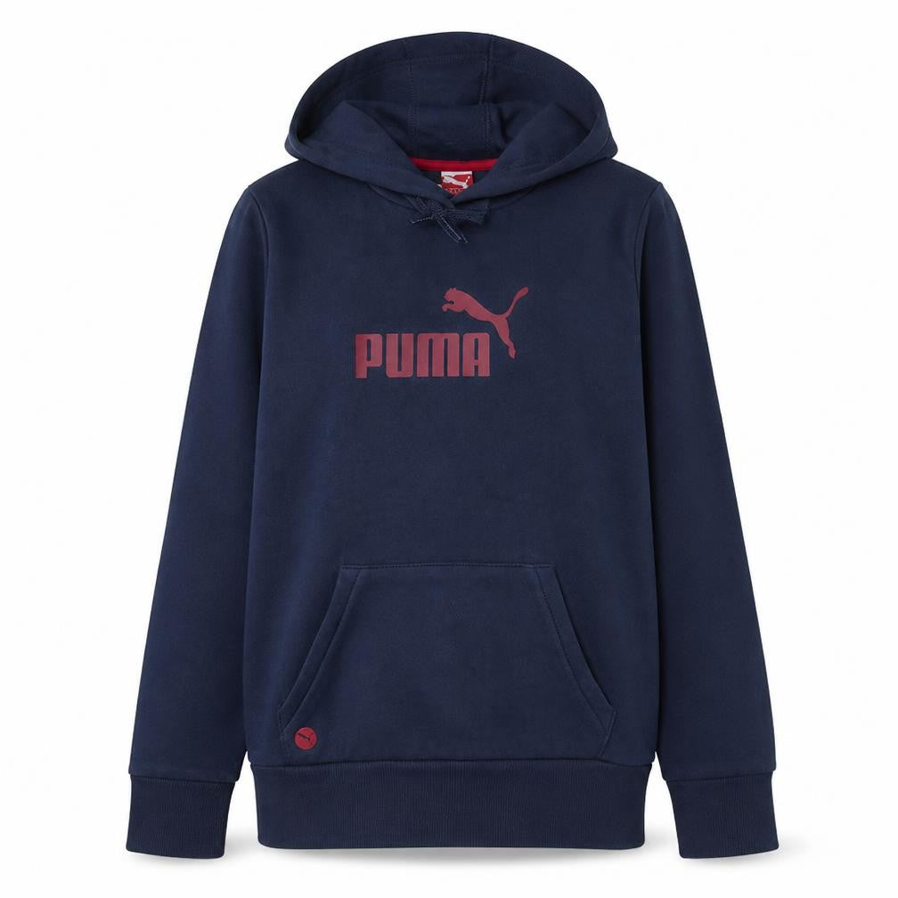 Front view of Puma women’s navy blue pullover hoodie uk 16 cotton blend logo