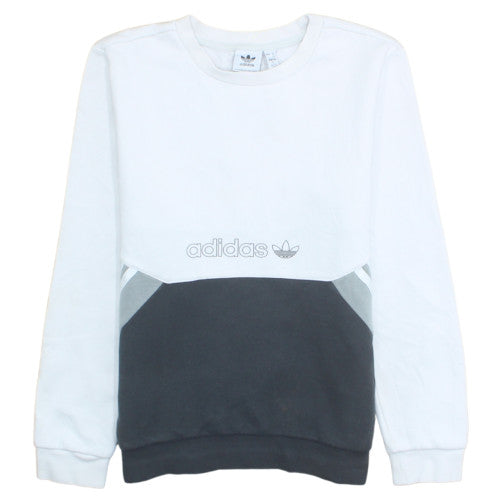 Adidas Boys White & Grey Colourblock Crew Neck Sweatshirt Size 152 (11-12 Years)