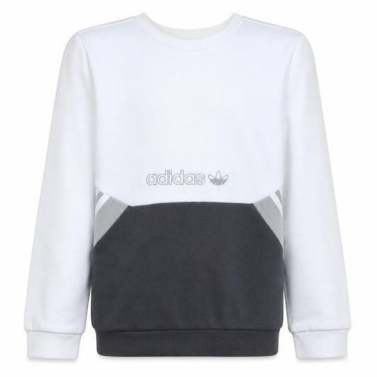 Adidas Boys White & Grey Colourblock Crew Neck Sweatshirt Size 152 (11-12 Years)