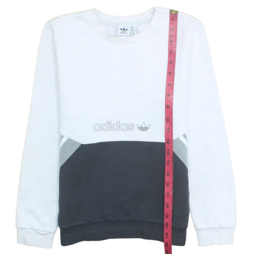 Adidas Boys White & Grey Colourblock Crew Neck Sweatshirt Size 152 (11-12 Years)