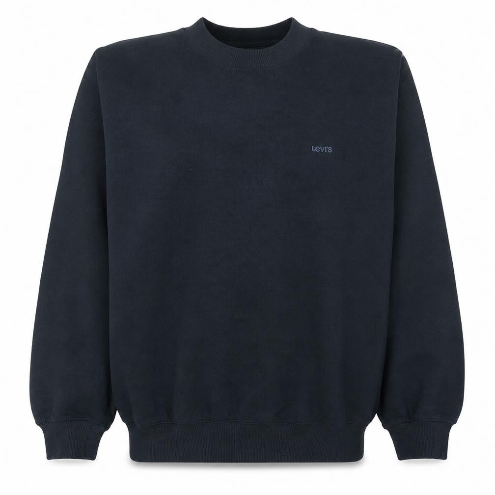 Front view of Levi's Men's Black Crew Neck Pullover Sweatshirt, size M