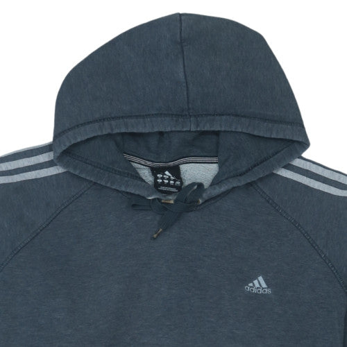 Adidas Men's Blue XL Pullover Hoodie with Logo and Drawstring