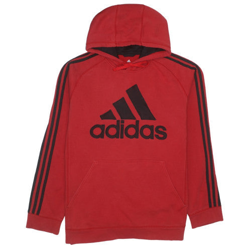 Adidas Men's Red XL Pullover Hoodie with Black Logo